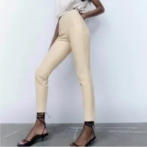 Cream Faux Suede Leggings Zara Zara Pants Jumpsuits Zara Linen